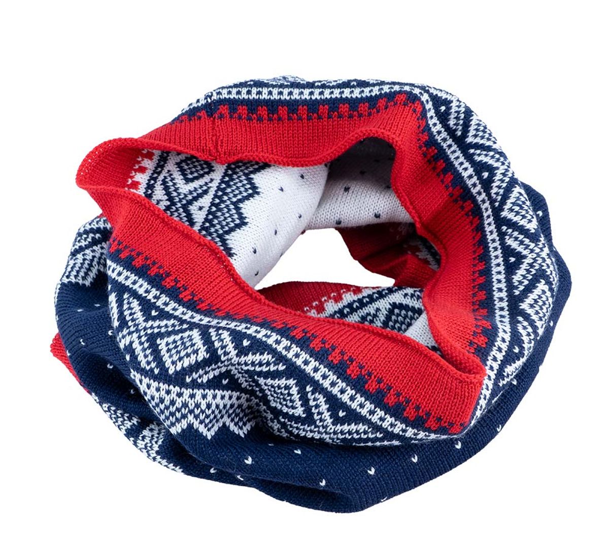 Marius Schlauchschal aus 100% Merinowolle - Blau / Weiß / Rot