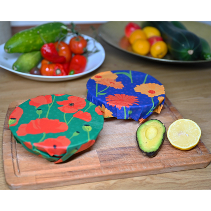 Bienenwachstuch Mohn - 3er-Set