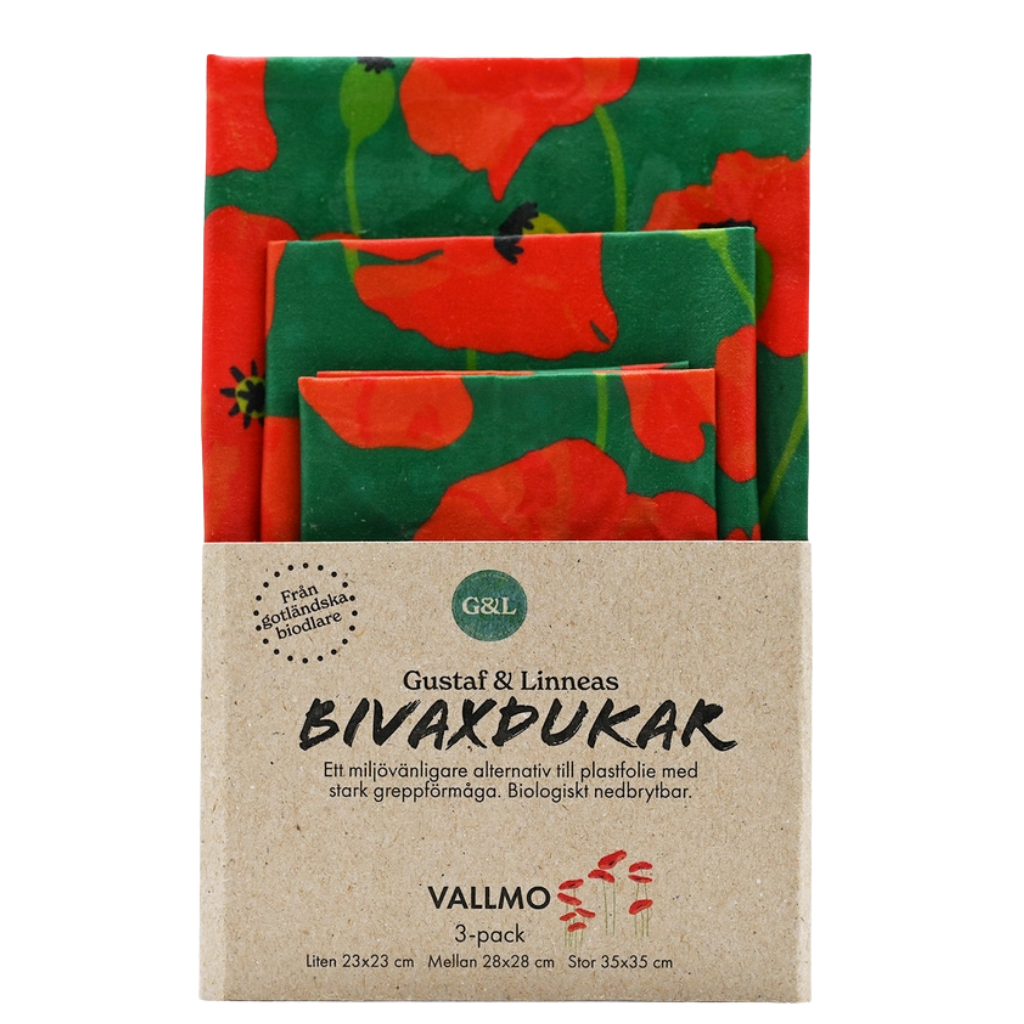 Bienenwachstuch Mohn - 3er-Set