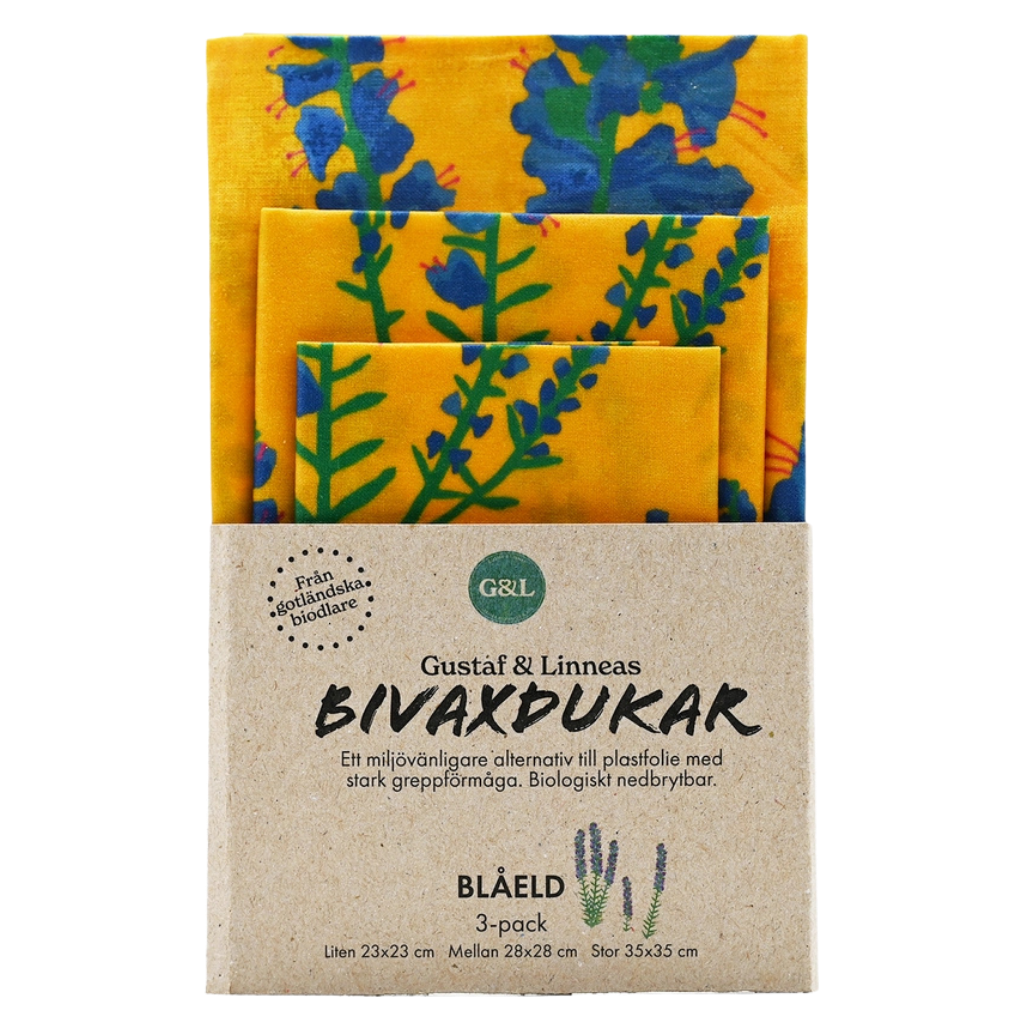 Bienenwachstuch blauer Natternkopf - 3er-Set