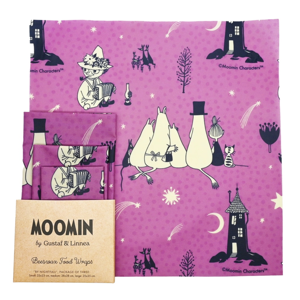 Moomins bei Einbruch der Nacht - Bienenwachstuch - 3er-Set