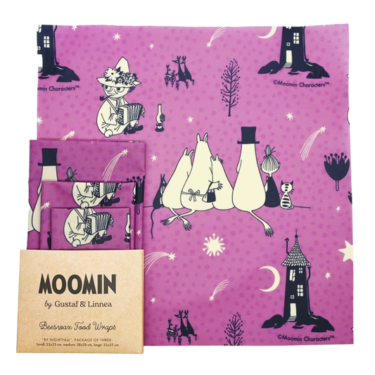 Moomins bei Einbruch der Nacht - Bienenwachstuch - 3er-Set