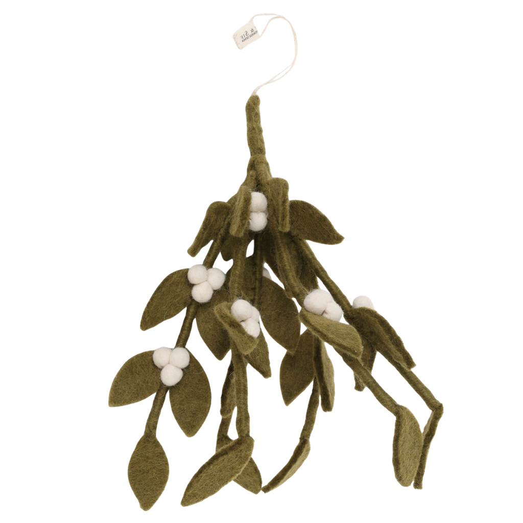 Branch with red berries - wool felt - handmade