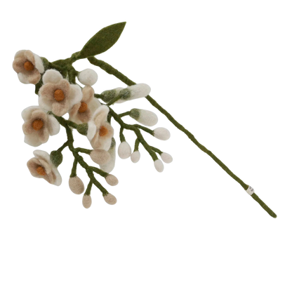 Weiße Glyzinien - Wollfilz - handgearbeitet