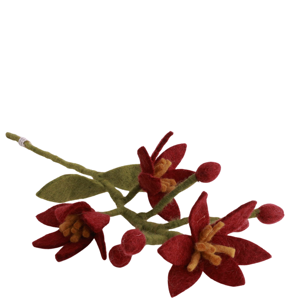 Weihnachtsblume aus Wolle - Dunkelrot - 40 cm