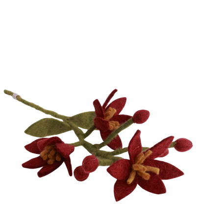 Weihnachtsblume aus Wolle - Dunkelrot - 40 cm