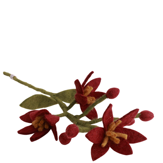 Weihnachtsblume aus Wolle - Dunkelrot - 40 cm