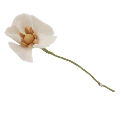 Weiße Mohnblume - Wollfilz - handgearbeitet