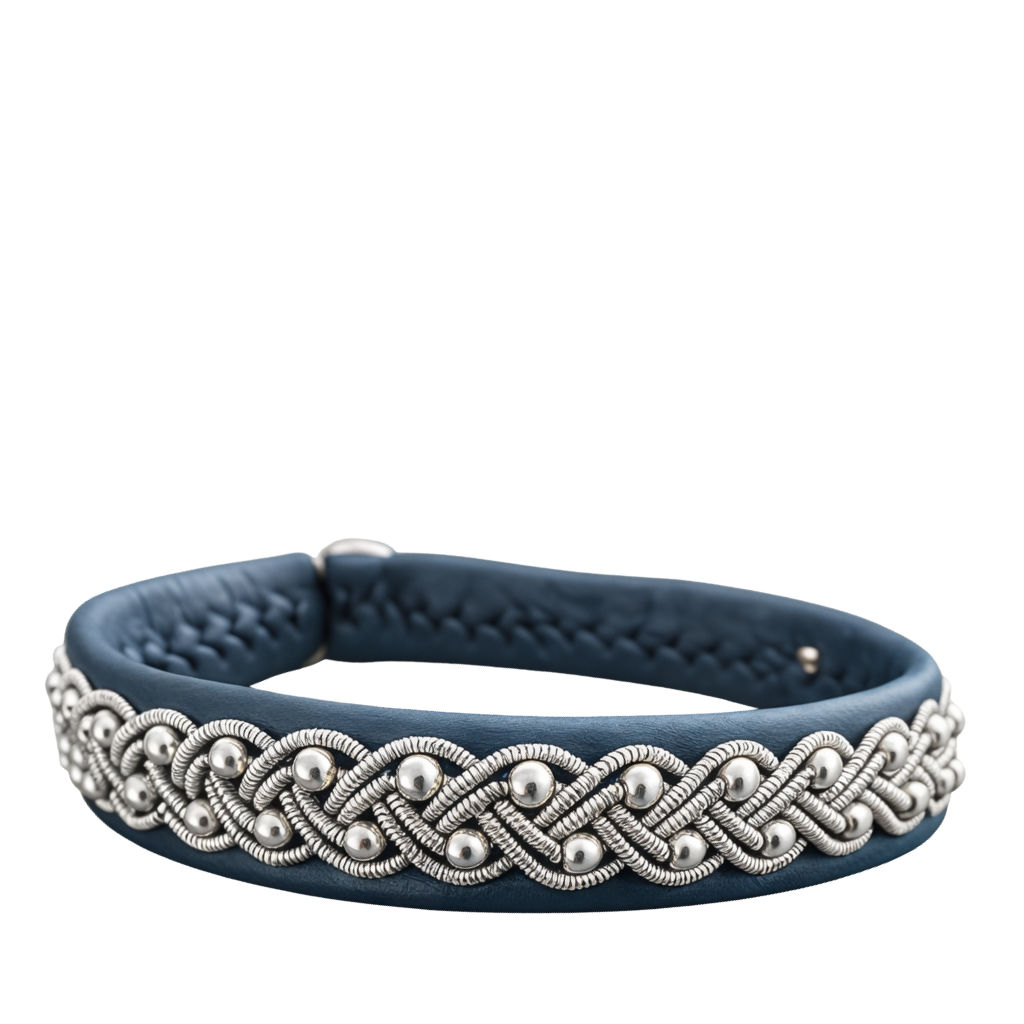 Handgefertigtes Sami-Armband aus Zinn mit Silberperlen - Blau