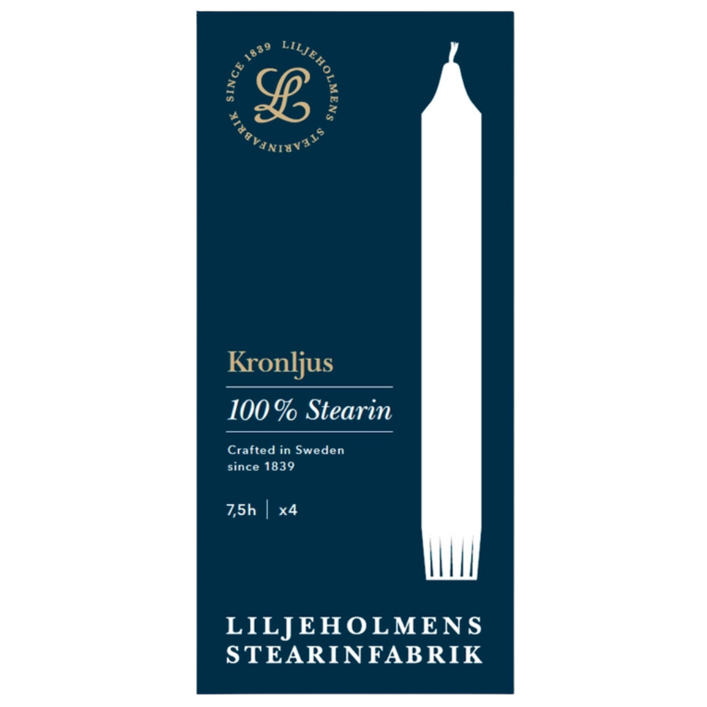 Kronljus 4er-Pack Weiß - 20 cm - 100 % Stearin