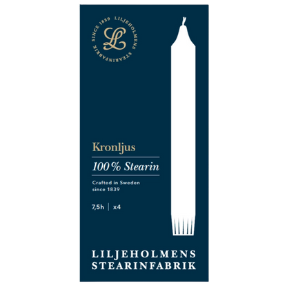 Kronljus 4er-Pack Weiß - 20 cm - 100 % Stearin