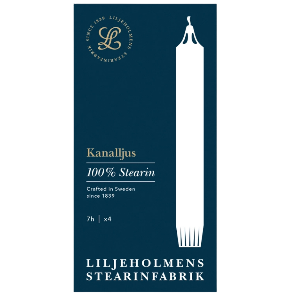 Kanalljus Kerze - 4er-Pack Weiß - Channel-Kerzen - 20 cm - 100 % Stearin
