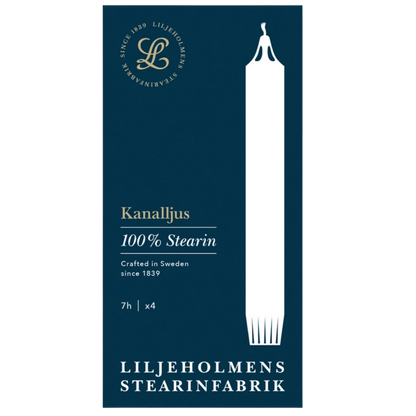 Kanalljus Kerze - 4er-Pack Weiß - Channel-Kerzen - 20 cm - 100 % Stearin