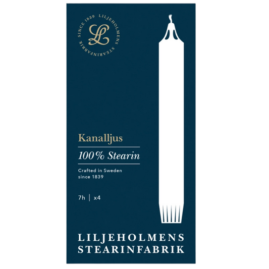 Kanalljus Kerze - 4er-Pack Weiß - Channel-Kerzen - 20 cm - 100 % Stearin