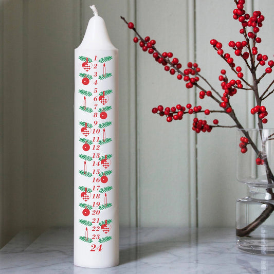 Adventskalenderkerze Gille – Weihnachtsdeko - 27,5 cm - 100 % Stearin