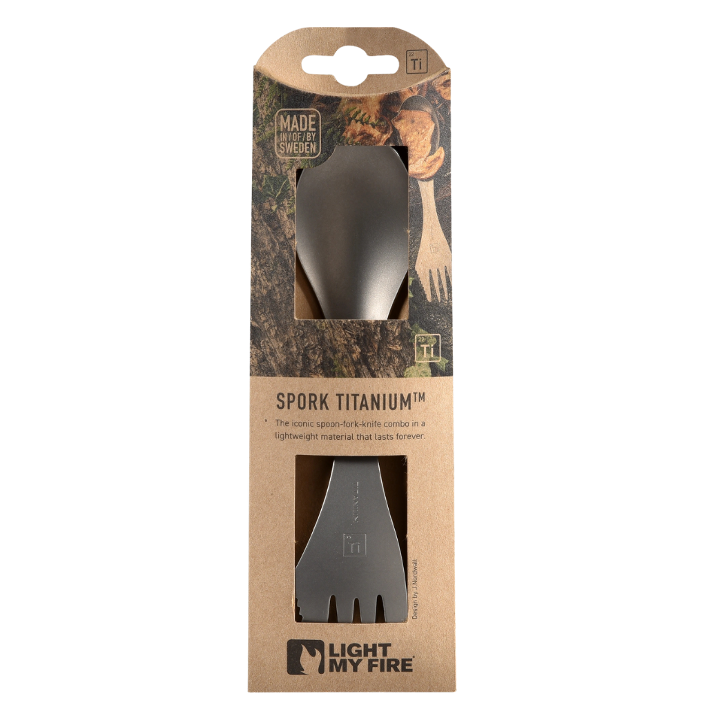 Swedish Spork aus Titan leichtes 3in1 Besteck für Camping und Outdoor