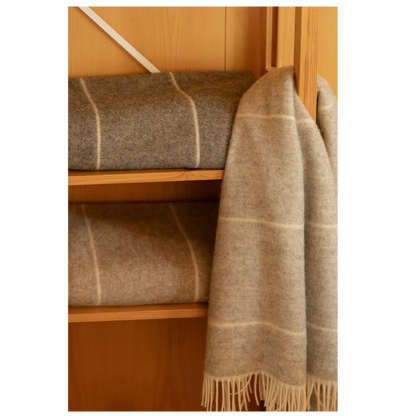 Aika - Wolldecke - weiß-hellgrau- 130 x 180 cm