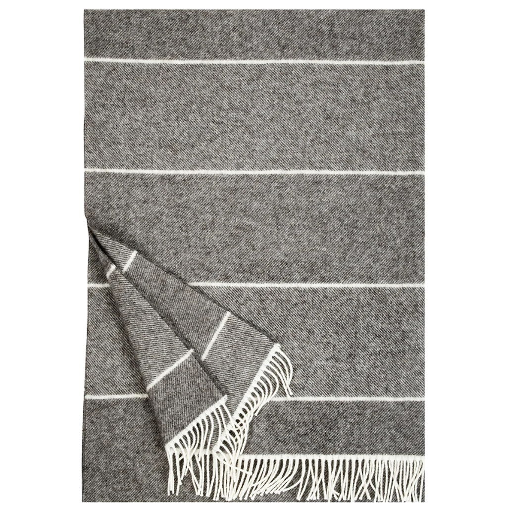 Aika - Wolldecke - weiß-naturbraun - 130 x 180 cm