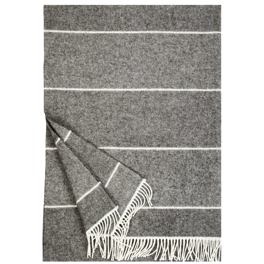 Aika - Wolldecke - weiß-naturbraun - 130 x 180 cm