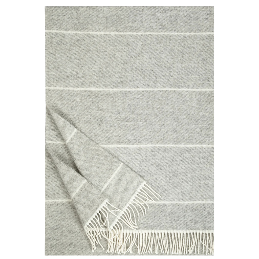 Aika - Wolldecke - weiß-hellgrau- 130 x 180 cm