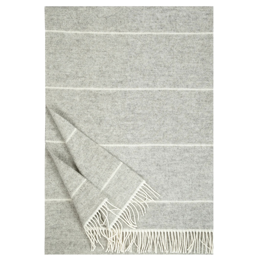 Aika - Wolldecke - weiß-hellgrau- 130 x 180 cm