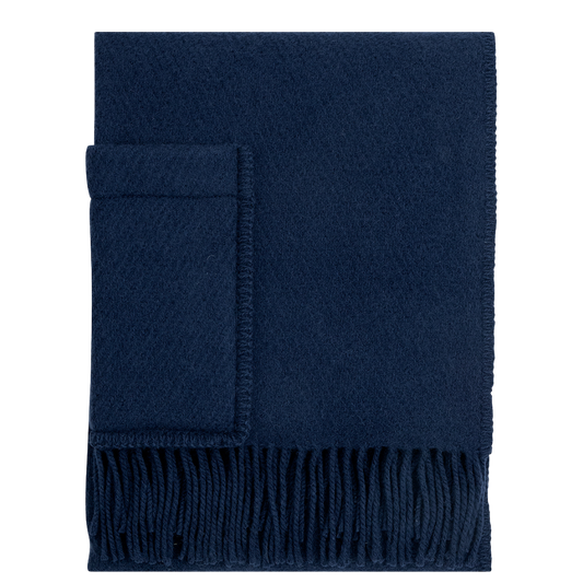 Uni - Wollschal mit Taschen - Mitternachtsblau - 60 x 170 cm