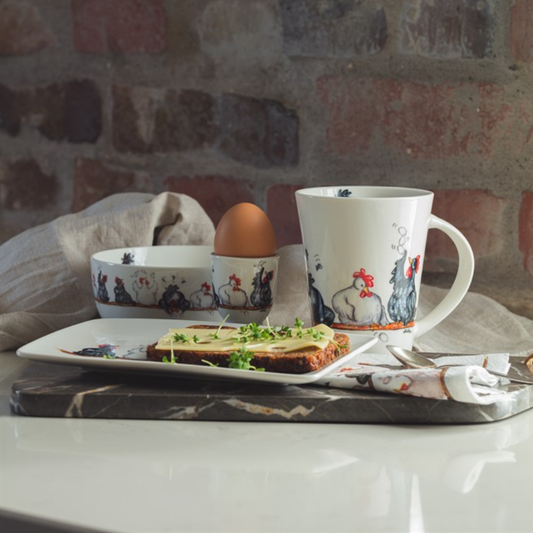 Schale mit Hühnermotiv - 6,5 cm, 45cl