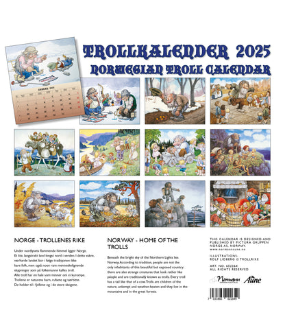 Troll Kalender Lidberg  - Wandkalender 2025 - 30 x 34 cm - Aune Forlag