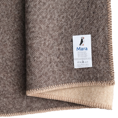 Wool blanket with polar bear motif - natural white / light grey - 140 x 200 cm