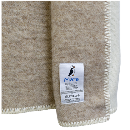 Wool blanket with polar bear motif - natural white / light grey - 140 x 200 cm