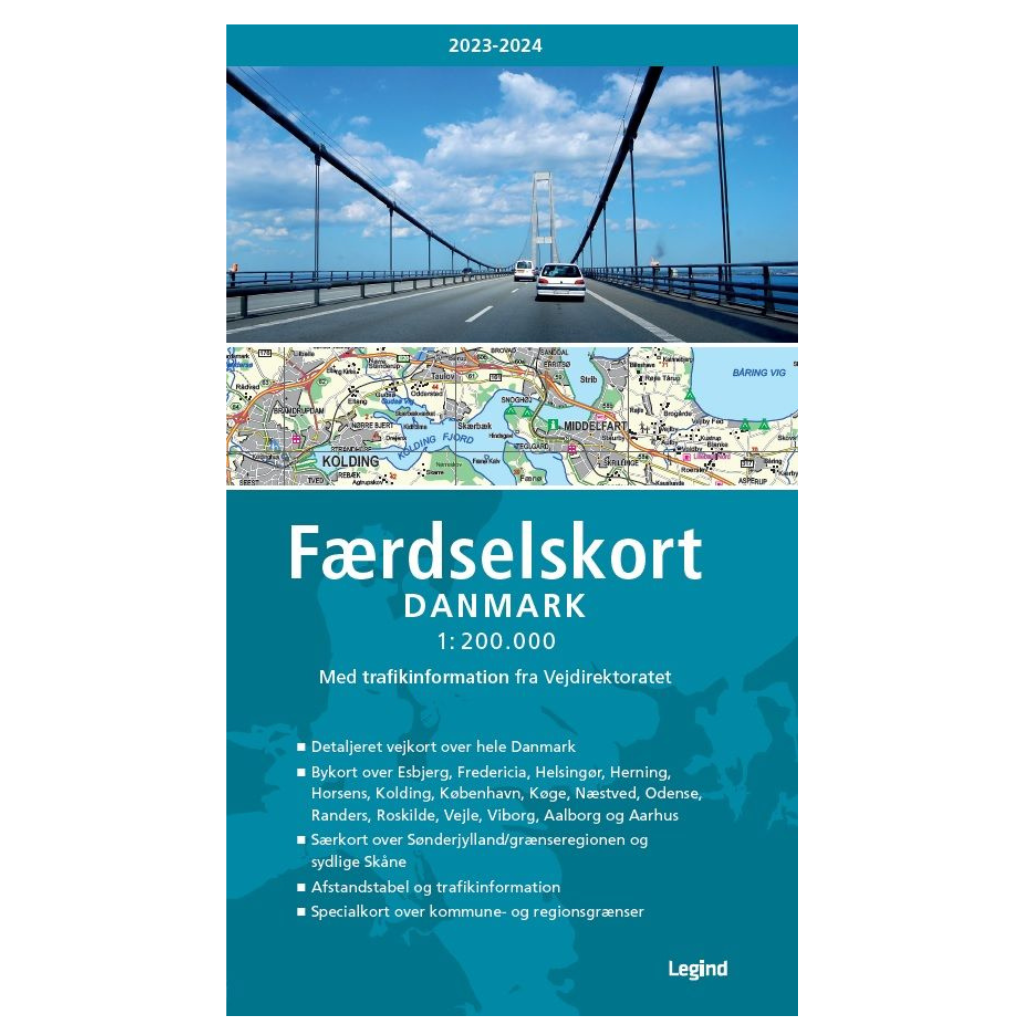 Faerdselskort Danmark - Dänemark Straßenatlas / Autoatlas - 1:200.000 - Ausgabe 2023 - 2024