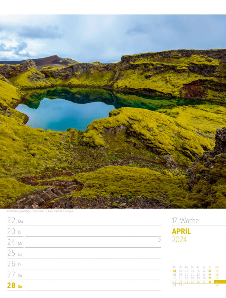 Island - Die Insel aus Feuer und Eis - Wochenplaner Kalender 2024 - 25 x 33 cm