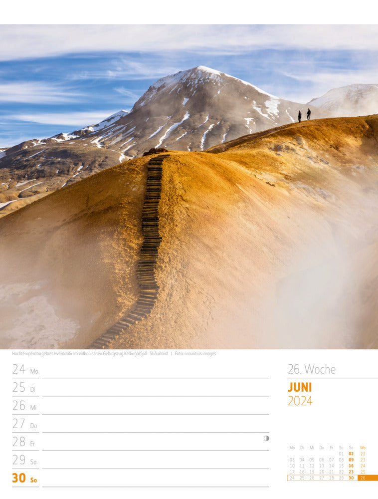 Island - Die Insel aus Feuer und Eis - Wochenplaner Kalender 2024 - 25 x 33 cm