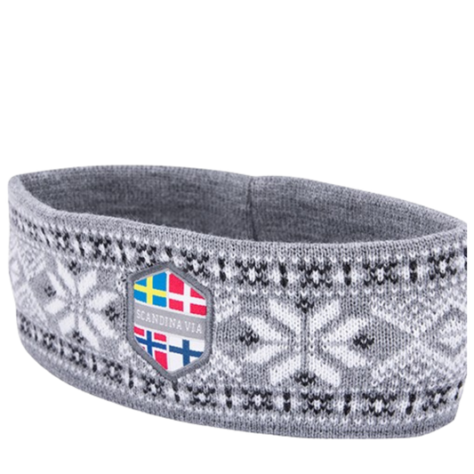 Stirnband - Skandinavien-Muster - Grau / Weiß