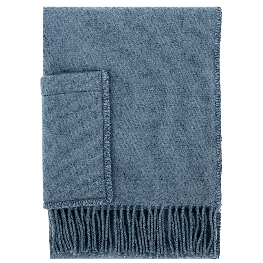 Siiri - Wollschal mit Taschen - Blau  - 60 x 170 cm