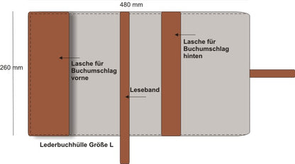 Läderbok - Lederbuchhülle - L - Cognac-Braun