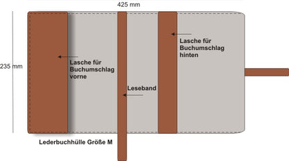 Läderbok - Lederbuchhülle - M - Cognac-Braun