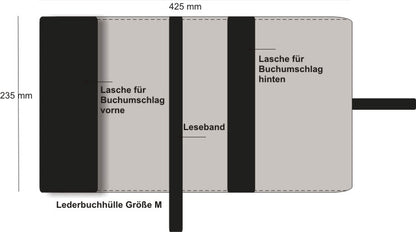 Läderbok - Lederbuchhülle - M - Schwarz