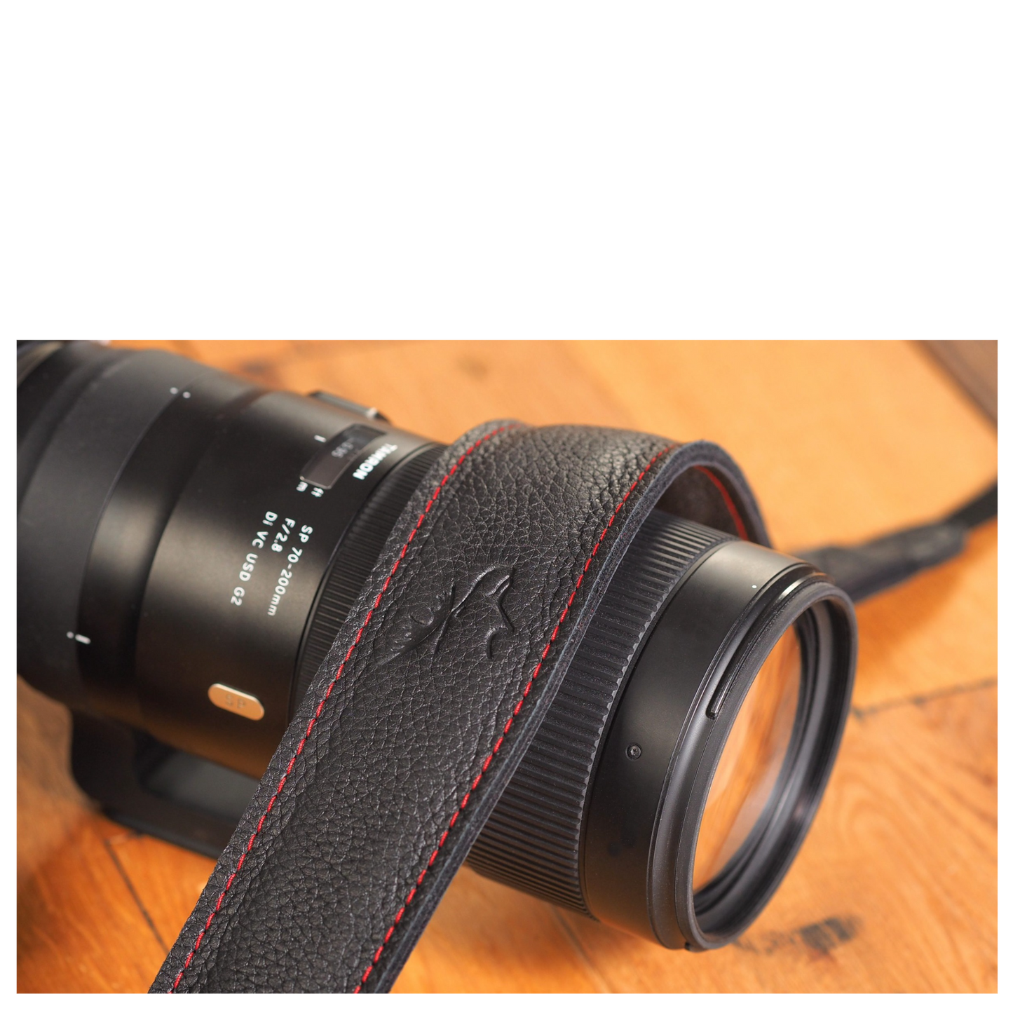EDDYCAM Kameragurt - Elchleder - 50 mm - Schwarz mit roter Naht
