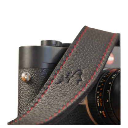 EDDYCAM Kameragurt - Elchleder - 35 mm - Schwarz mit roter Naht